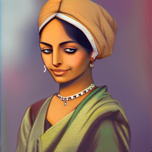 AI generated: An image of a sikh Girl offering a sophisticated over-the-shoulder look towards the viewer. Her body...