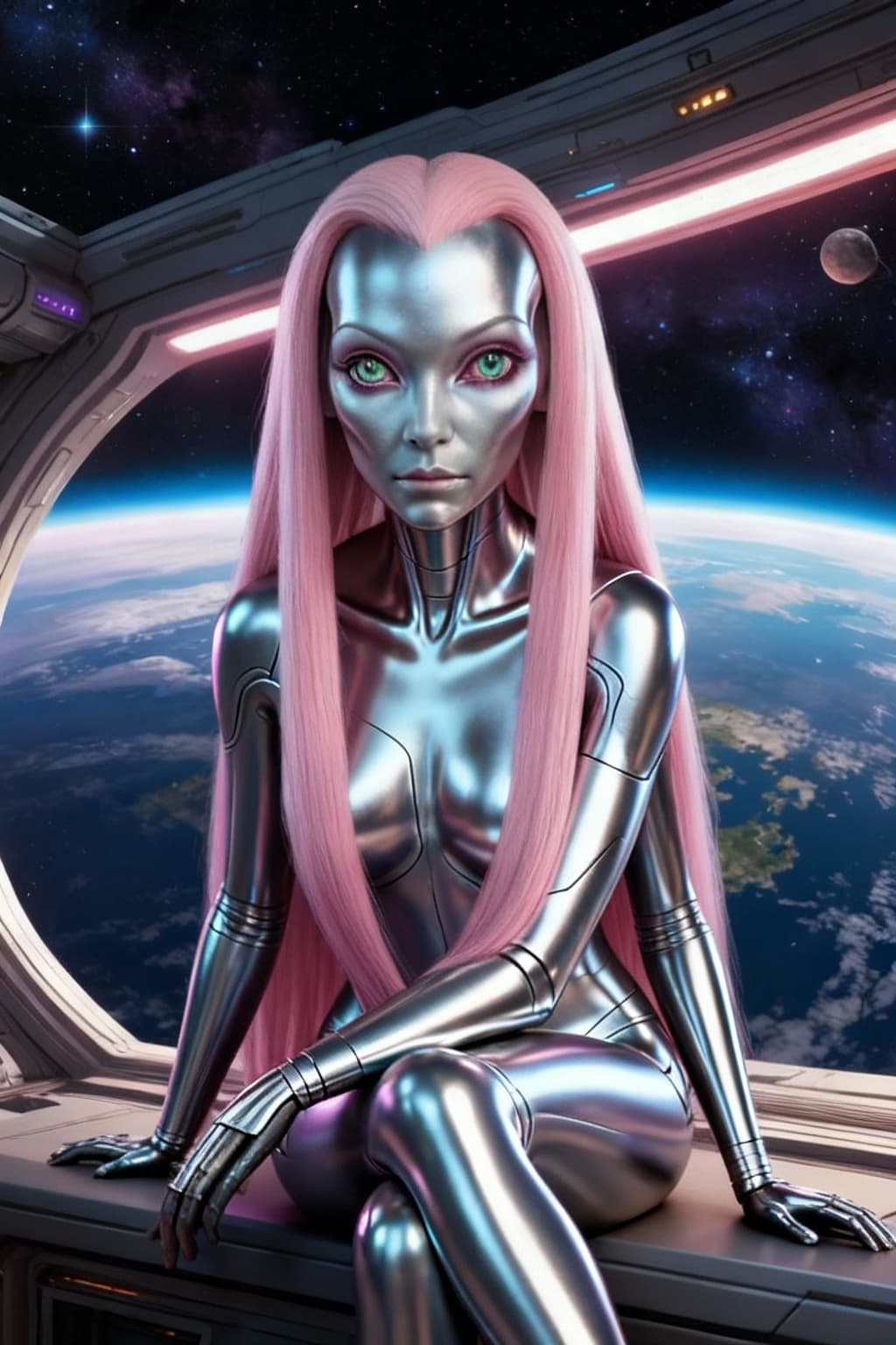 AI generated: Alter metalistic symmetry. Close all seams and open joints with a smooth metallic skin-line covering...