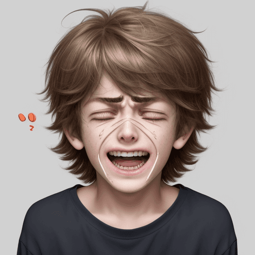 AI generated: Create stressed 10 years old boy with stuttering problems. And challanges and laughs from people mak...