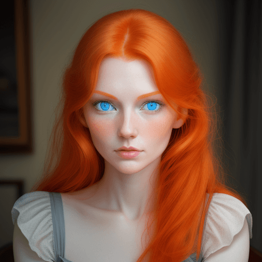 AI generated: a ginger woman with blue eyes, in the style of natural, timeless beauty, 32k uhd, blink-and-you-miss...