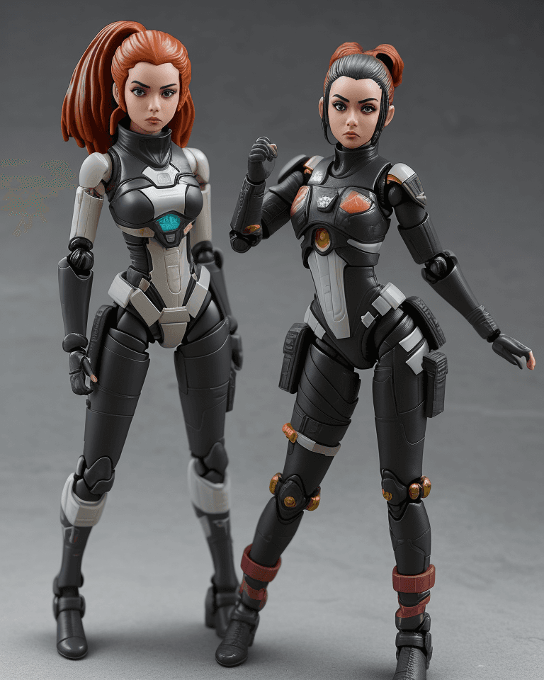 AI generated: action figure of ((Aya Shalkar)), pouting, wearing scifi outfit