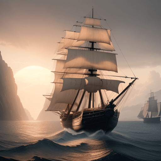 AI generated: Photo of a ultra realistic sailing ship, dramatic light, pale sunrise, cinematic lighting, battered,...