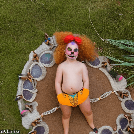 AI generated:  photograph, award winning, Guilty, Aerial View of a Otherworldly Complementary overweight [Tudor:Is...