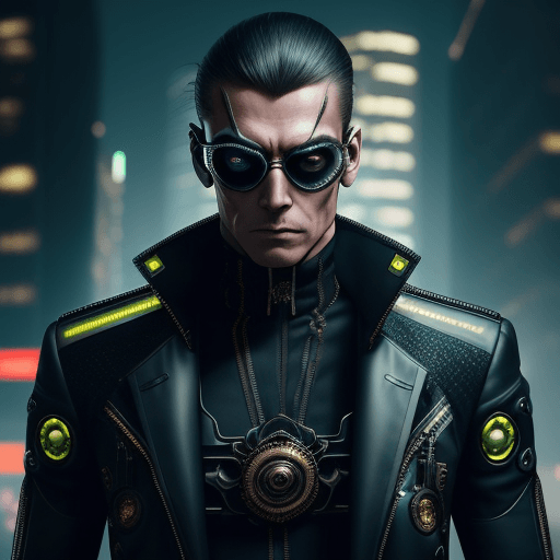 AI generated: A sportive man in meticulously tailored cyberpunk-style outfits, each piece of attire is a testament...