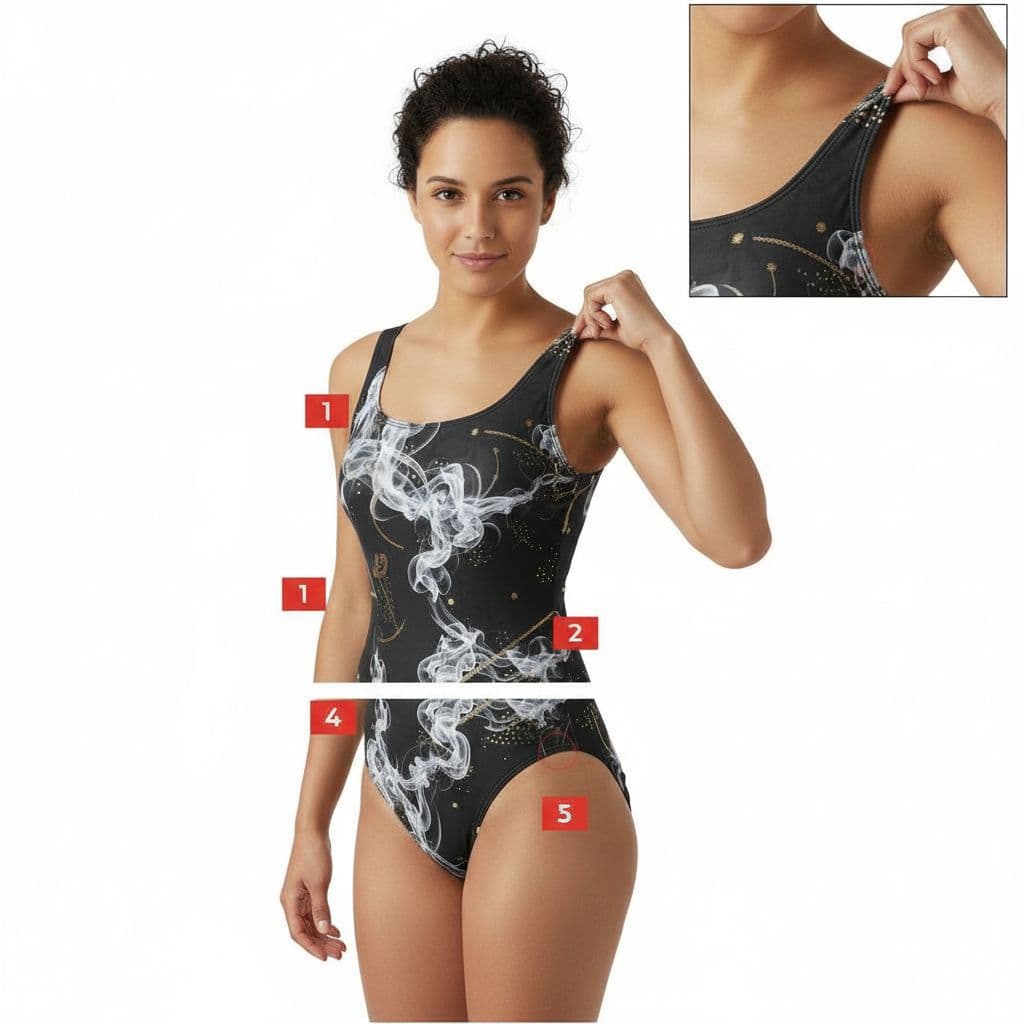 AI generated: créame una imagen de un bañador de mujer que represente una prueba de una muestra física de ese baña...