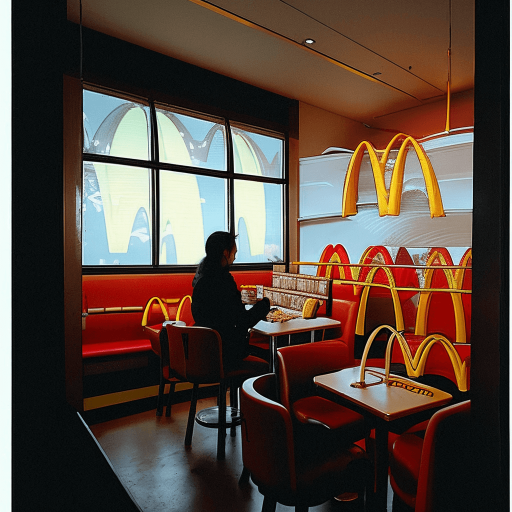 AI generated: ((mcdonalds restaurant:1.5),a photo of exiting from the crystalized cave stunning view, wide angle s...