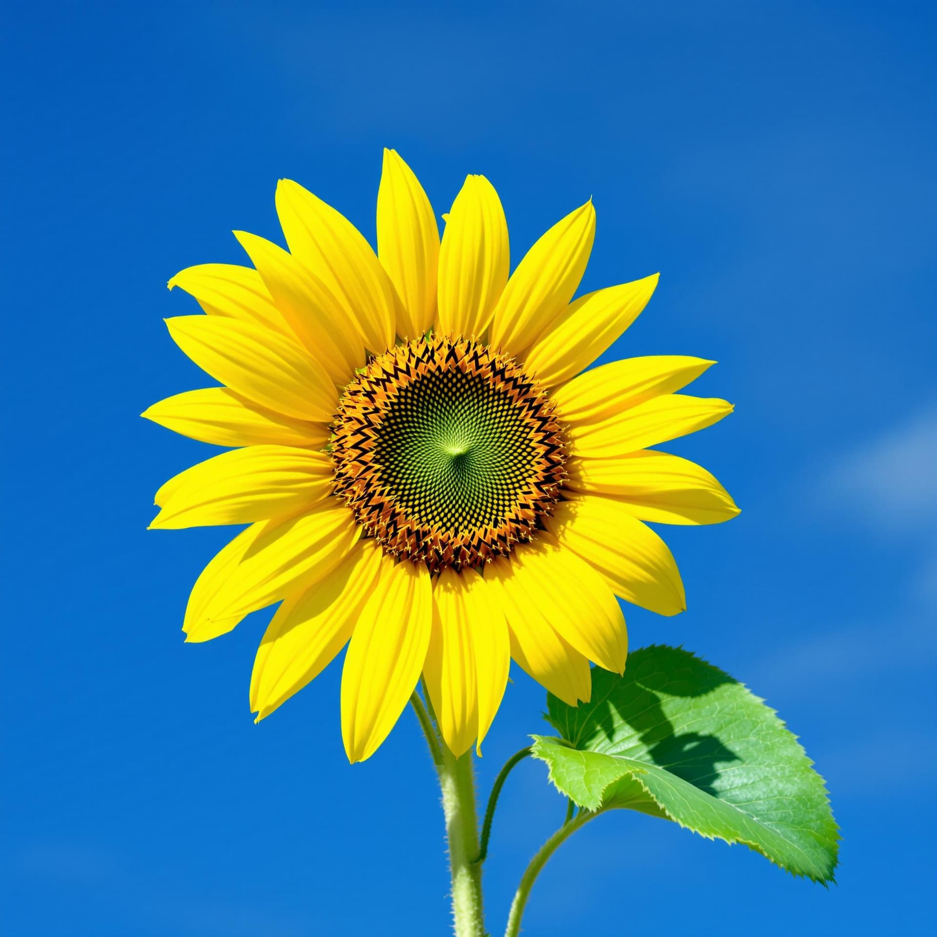 AI generated: A single Sunflower with the flag of Ukraine around its stem