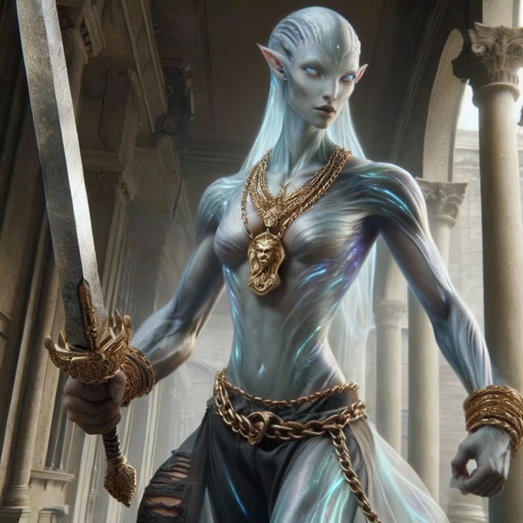 AI generated: Transform all anthropomorphic characters into elegant, anatomically refined hybrids blending human, ...