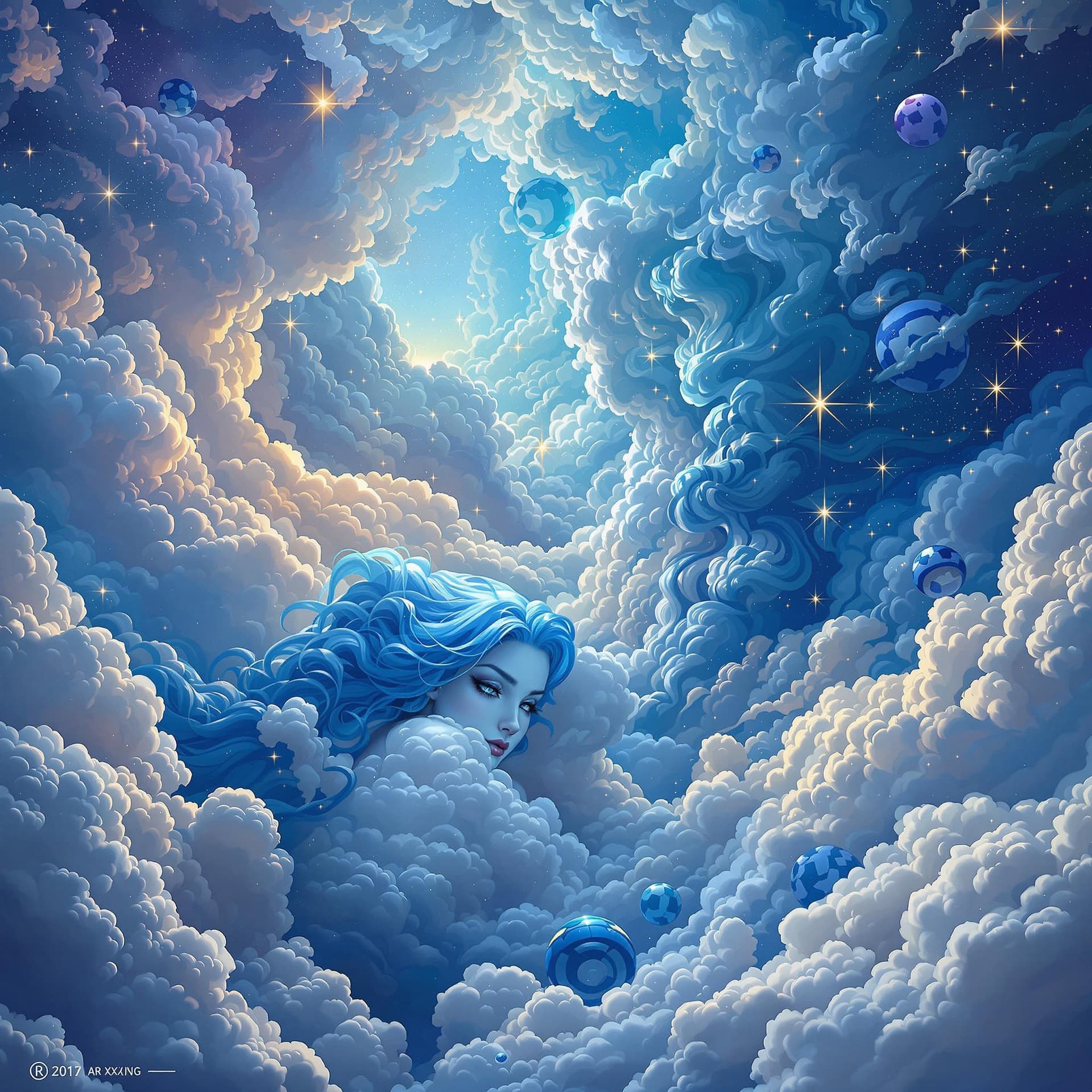 AI generated: photo illustration from a world in the clouds, in the style of tanya shatseva, the stars art group (...