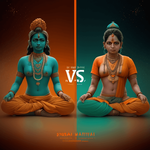 AI generated: my movie title is HIndu vs Hindu
create an image which depics hindu tradition on one side and scienc...