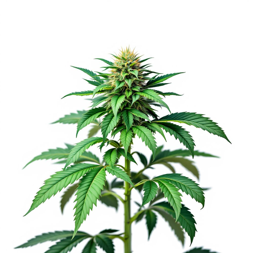AI generated: Animated marijuana plant photo with a completely white background