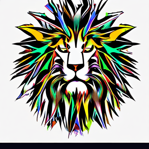 AI generated: Colored Splash ink Lion White background