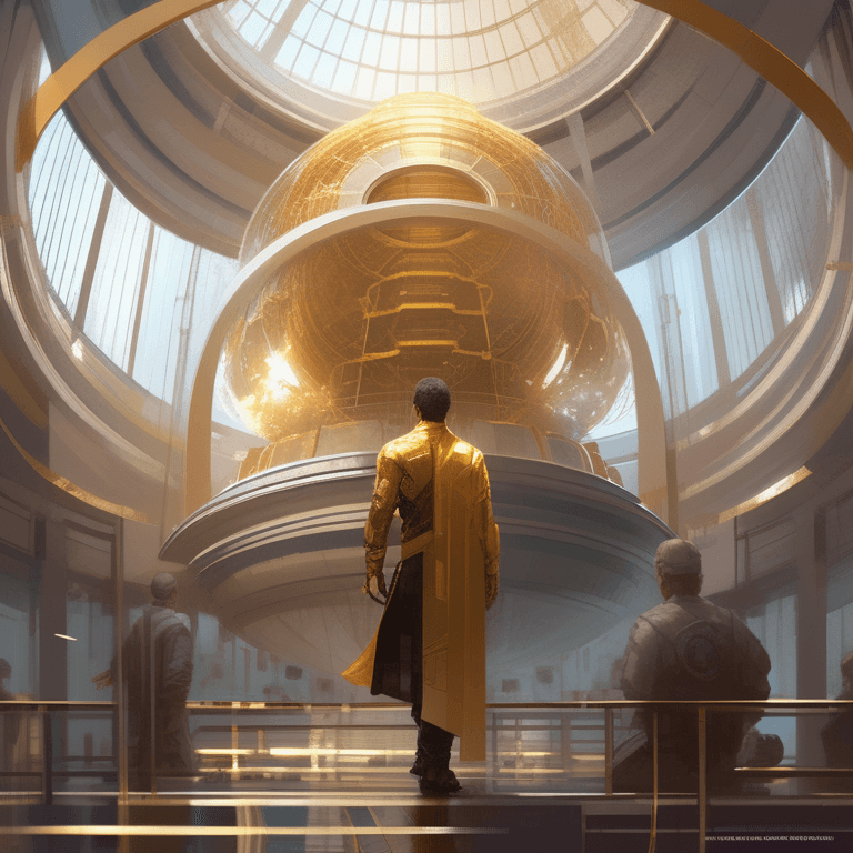 AI generated: the god of technology in a futuristic temple, trending on artstation, intricate details, energetic c...