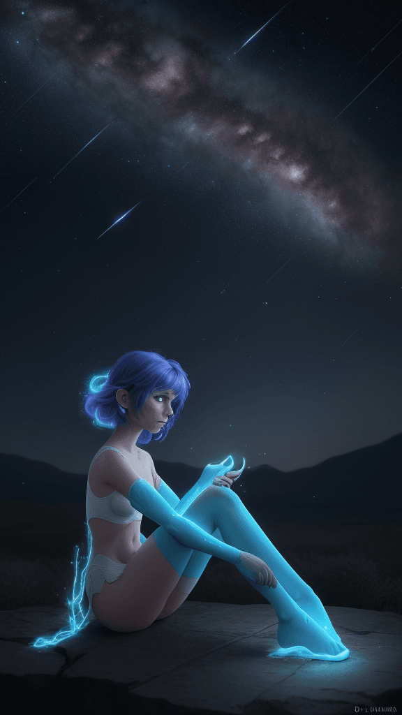 AI generated: A Morphling watching shooting stars in the distance. d<lora:more_details:. 3> <lora:epiCRealismHelpe...