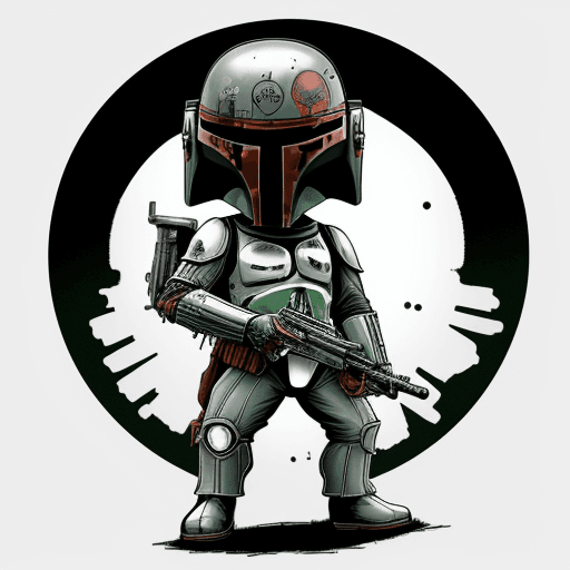 AI generated: star wars boba fett by chris phu 1, in the style of graffiti-influenced style, cartoonish humor, sil...