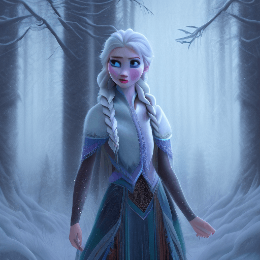 AI generated: Girl of the frozen forest, in the style of lush and detailed, fairycore