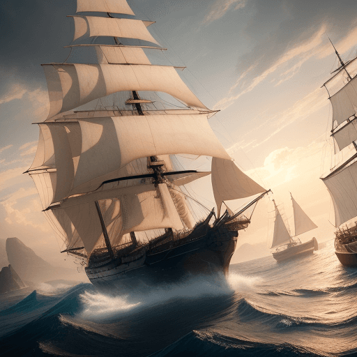 AI generated: Photo of a ultra realistic sailing ship, dramatic light, pale sunrise, cinematic lighting, battered,...