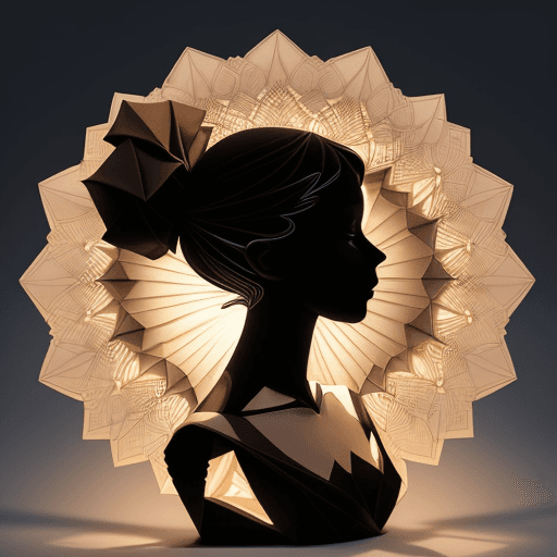 AI generated: An intricately Origamy art depicting the silhouette of the half body image of a woman

Magic Prompt
...
