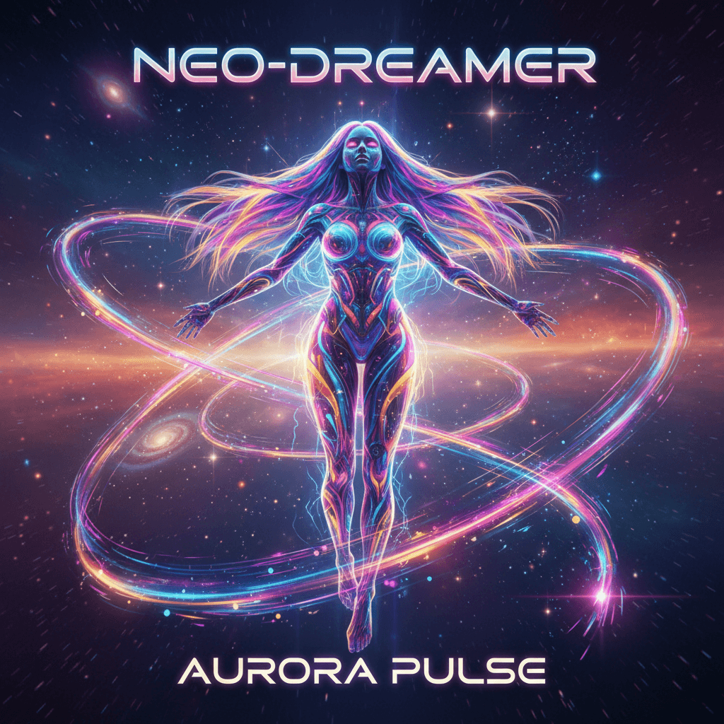 AI generated: futuristic trance music cover, female figure, glowing neon lights, ethereal and emotional atmosphere...