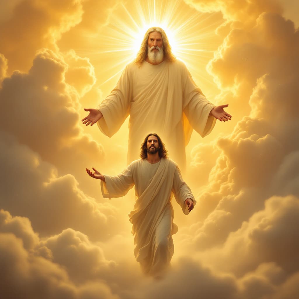 AI generated: A full body shot of Jesus Christ, looking directly at the viewer with a serene and compassionate exp...