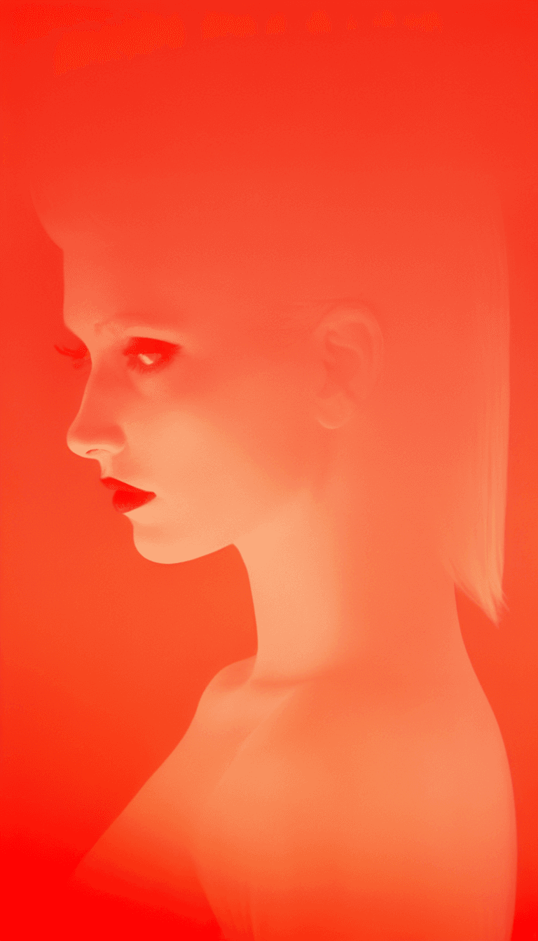AI generated: digital art, fashion editorial, a close portrait of beautiful blond woman is studio double exposure ...
