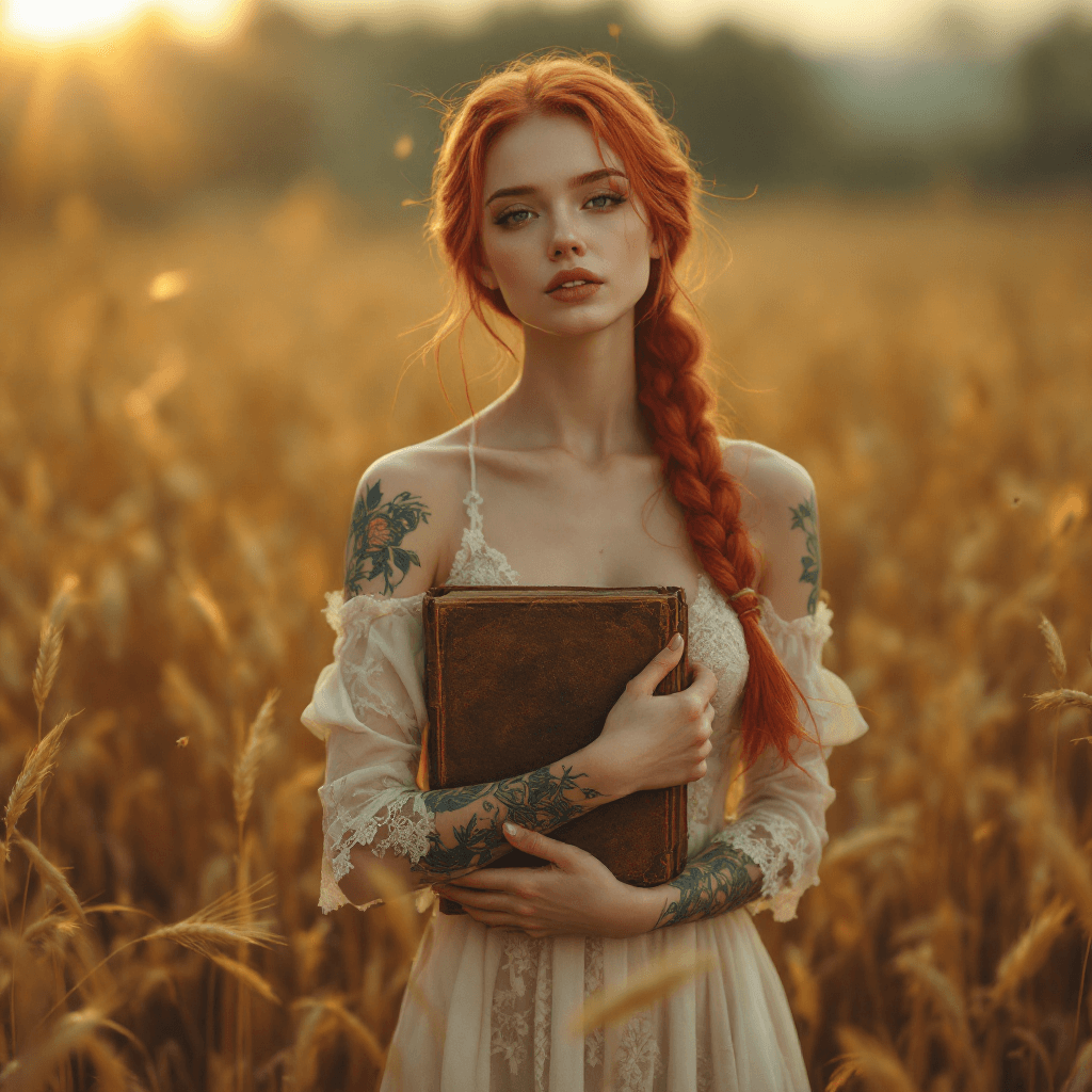 AI generated: A hyper-realistic, full-body, 8K cinematic photo of a fit, very pale woman with neon red hair styled...