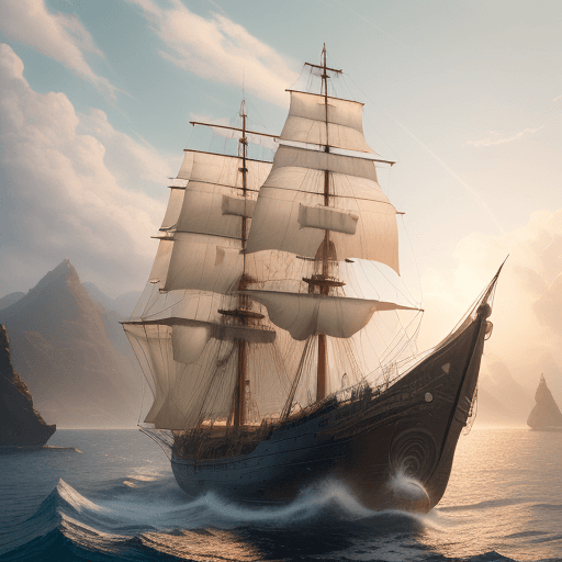 AI generated: Photo of a ultra realistic sailing ship, dramatic light, pale sunrise, cinematic lighting, battered,...