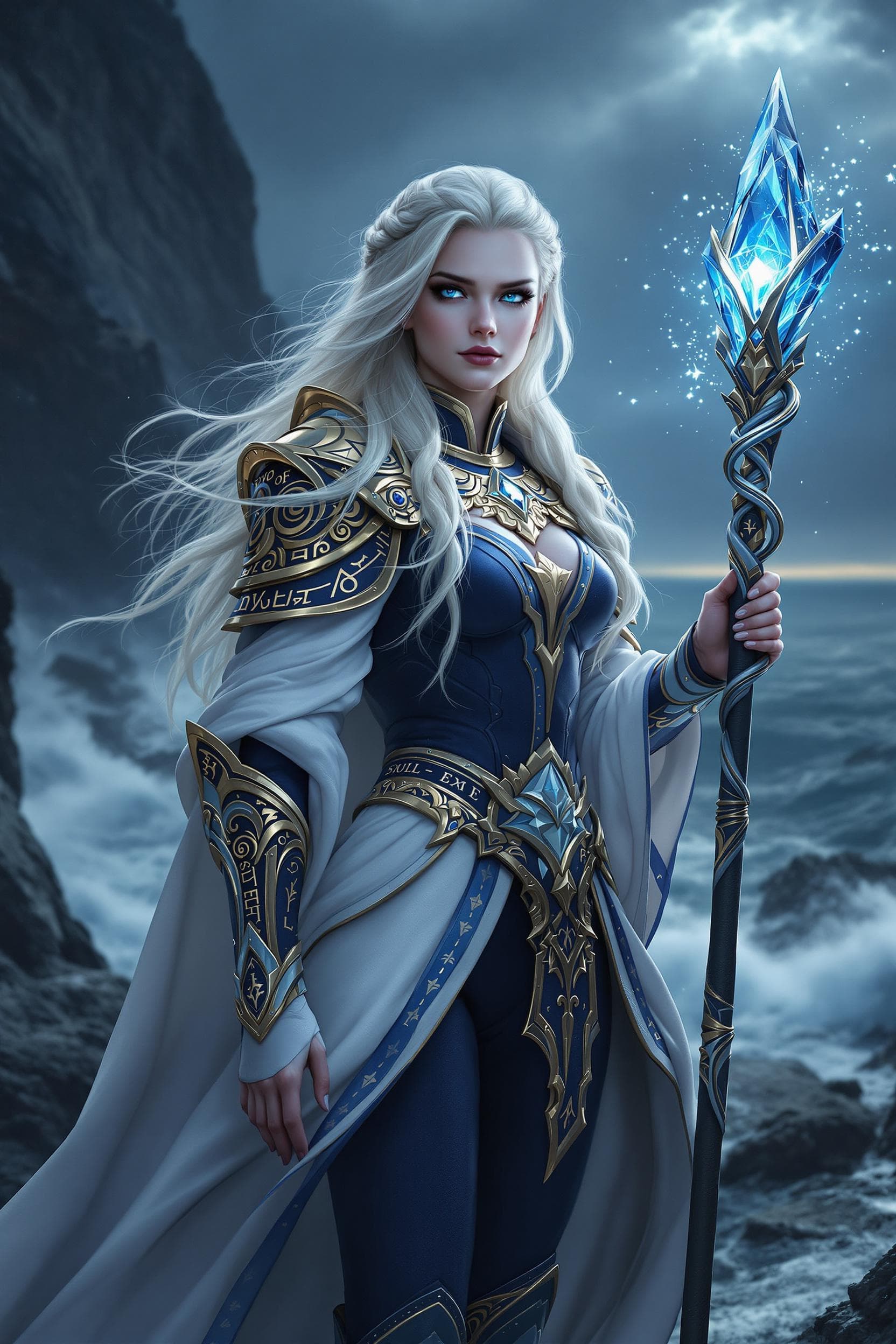 AI generated: In this image, Elle Fanning as Lady Jaina Proudmoore stands as a beacon of arcane brilliance and lea...
