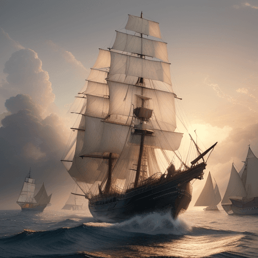 AI generated: Photo of a ultra realistic sailing ship, dramatic light, pale sunrise, cinematic lighting, battered,...