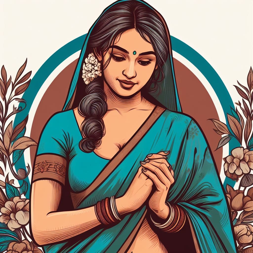 AI generated: Create a vectorial representation with a tasteful design of a adult-themed Kerala girl from India's ...