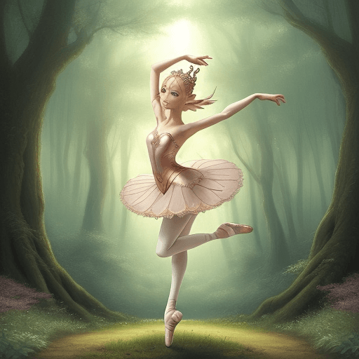 AI generated: (masterpiece, best quality:1.5),a degnified beautiful elegance elf lady as a ballerina, anime-inspir...