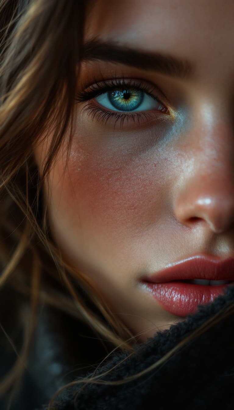 AI generated: close-up of a stunning fashion model, ultra-realistic portrait, shot on a Sony A7III, high quality -...