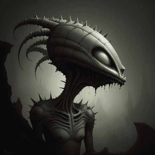 AI generated: cartoon alien character illustration and concept, in the style of worthington whittredge, spiky moun...