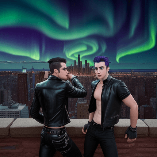 AI generated: the most attractive boys in the city, in the style of vibrant, high-energy imagery, uhd image, leath...