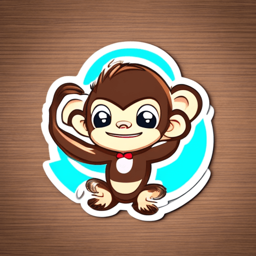AI generated: Sticker type chibi cartoon character illustration, a young monkey wearing doctor-like clothes, posin...