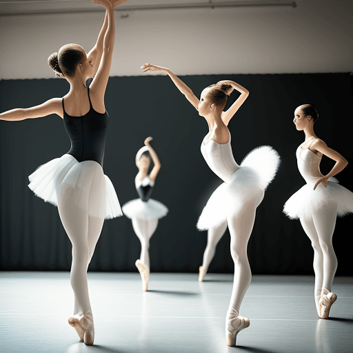 AI generated: Ballerinas practicing in the a studio photo realistic  high quality
