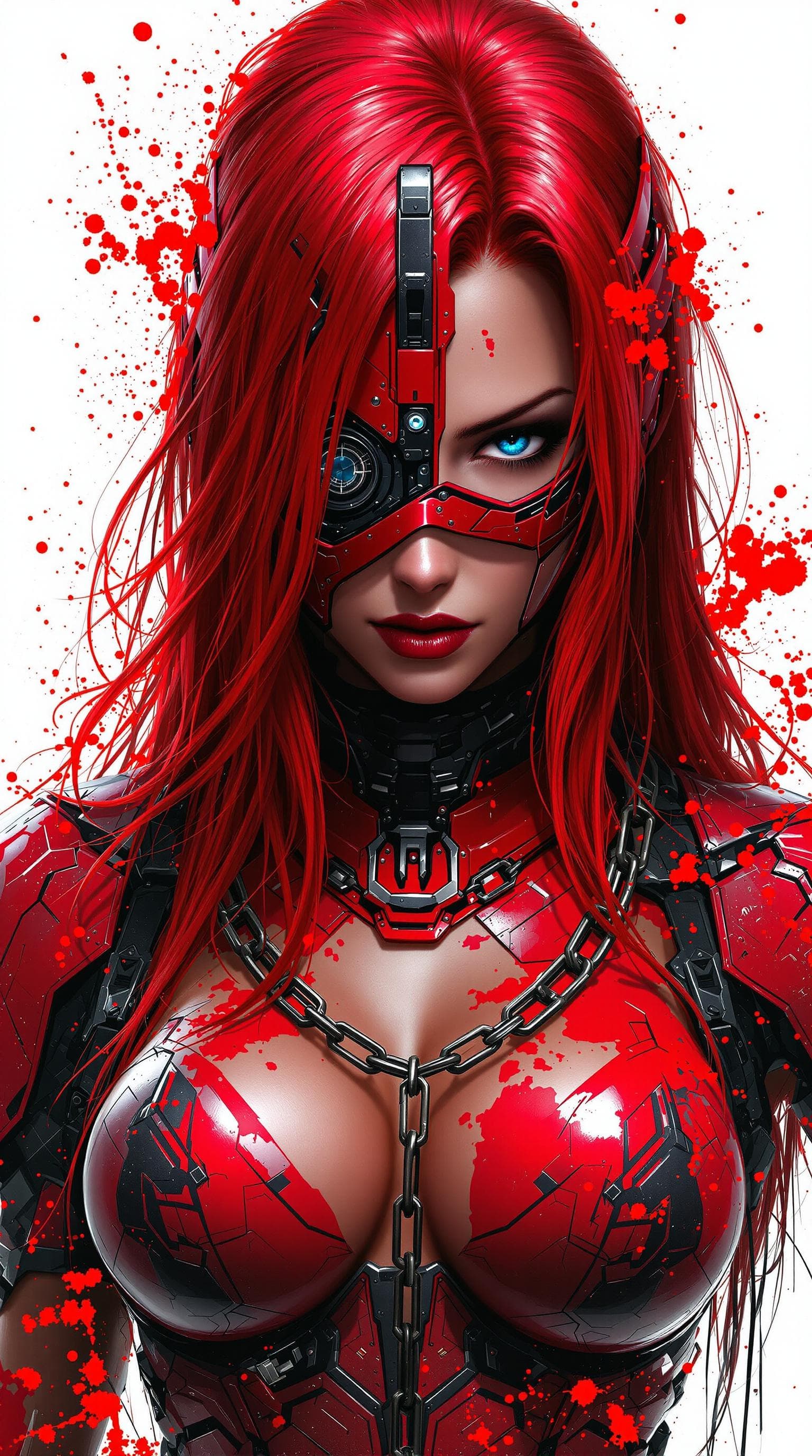 AI generated: A captivating digital artwork portrays a fierce female protagonist embodying a cyberpunk aesthetic. ...