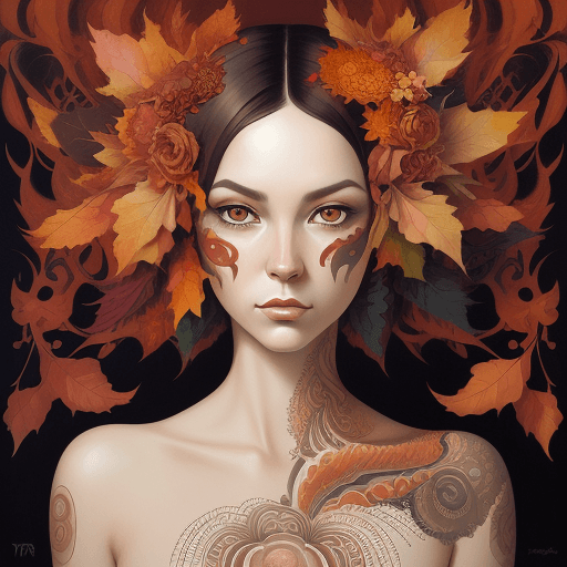 AI generated: fall inspired art, digital painting, in the style of sophie wilkins, irene sheri, naoto hattori, poi...