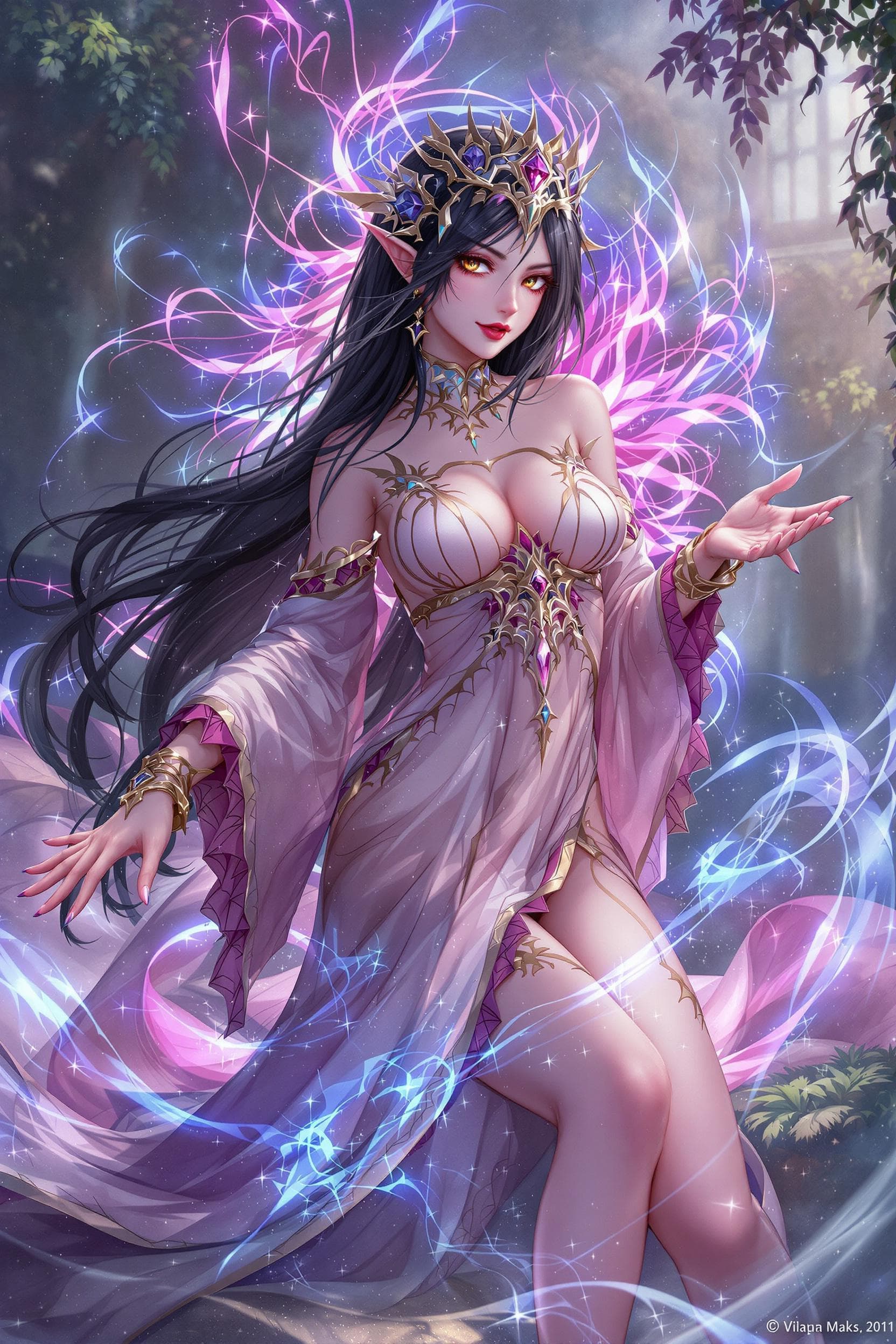 AI generated: Random godess creature anime milf. random age. Random god place environment. Godess clothes. Reveali...