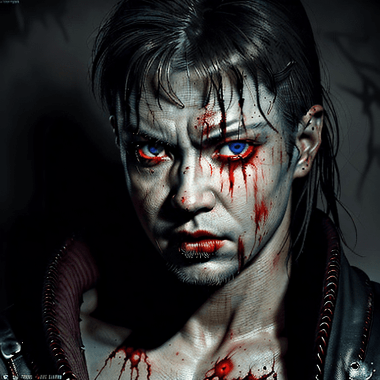AI generated: eerie creepy portrait poster of kratos, silent hill style, masterpiece, vivid, flames. sharp focus, ...