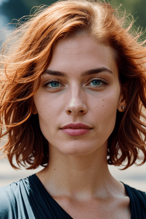 AI generated: glass textures, a woman with red hair in the style of Tamara de Lampe, mythical, breathtaking beauty...