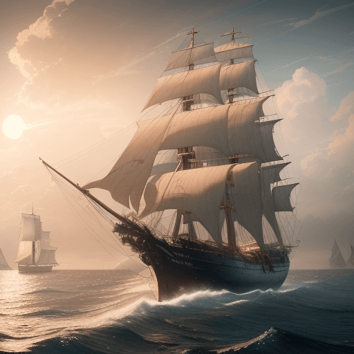 AI generated: Photo of a ultra realistic sailing ship, dramatic light, pale sunrise, cinematic lighting, battered,...