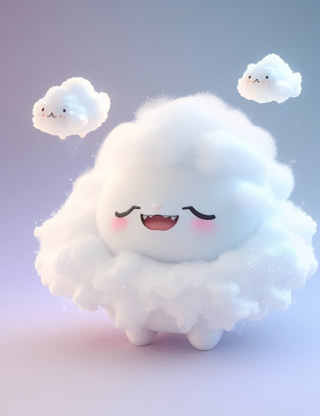 AI generated: a 3D model , Nendoroid style, beautyful, art toy collection charactor ,(((a cute monster cloud , min...