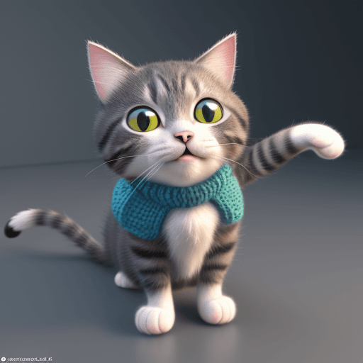 AI generated: A Pixar 3D render of a knitting cat reminiscent of the animation in "Finding Nemo." The cat's facial...