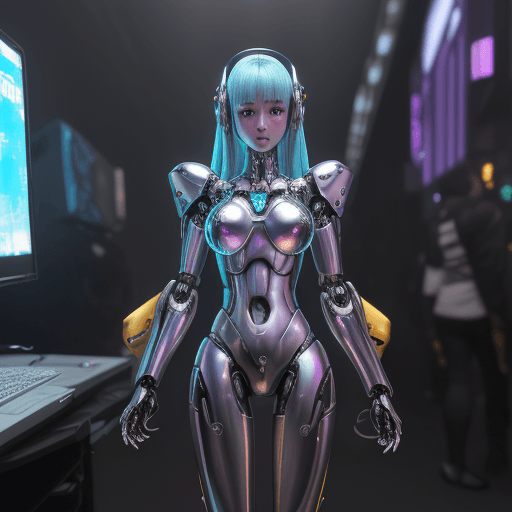AI generated: The best ever、8K,(((Full Body Esbian)))、(((The shine)))、(((Metallic)))、(((Cyberpunk)))、The cute beau...