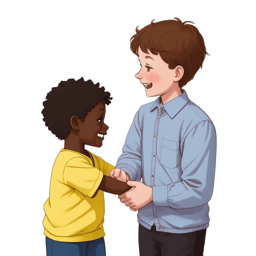 AI generated: Illustration of a Child Being Congratulated by an Adult