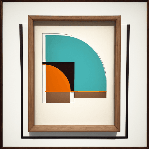 AI generated: Framed painting, overlapping transparent color fields, smooth gradient transitions, rounded minimal ...
