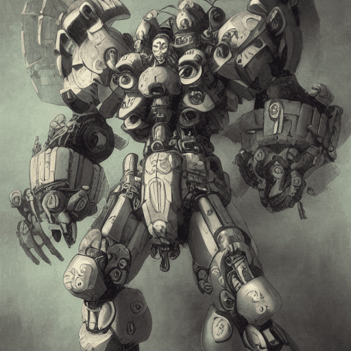 AI generated: men mech warrior by Masamune Shirow, manga, single face, trending on artstation, WLOP, detailed, int...