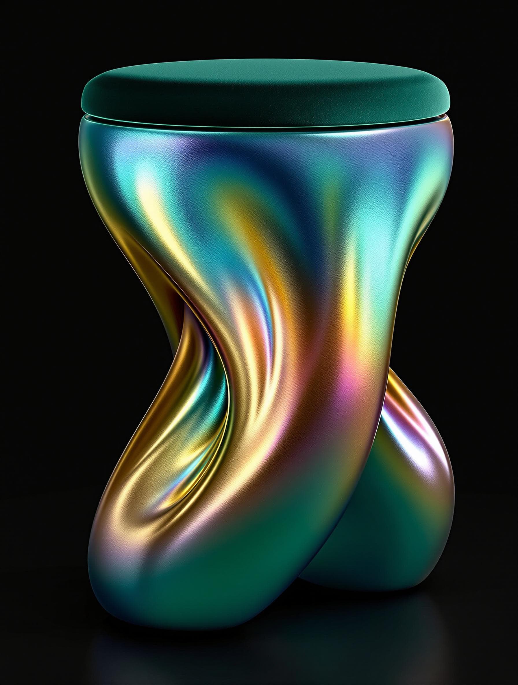 AI generated: 
Here’s the updated prompt with an enhanced color scheme:

A striking modern stool with an organic a...