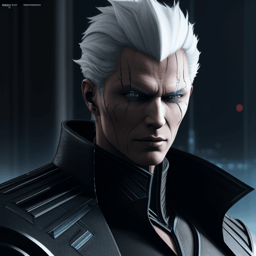 AI generated: Vergil as a futuristic supervillain in a black coat, hyperrealism, photorealistic, 8k, unreal engine...